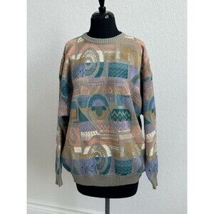 Pronto Uomo Firenze Vintage Chunky Knit Pastel Sweater 52/L Made‎ in Italy Artsy